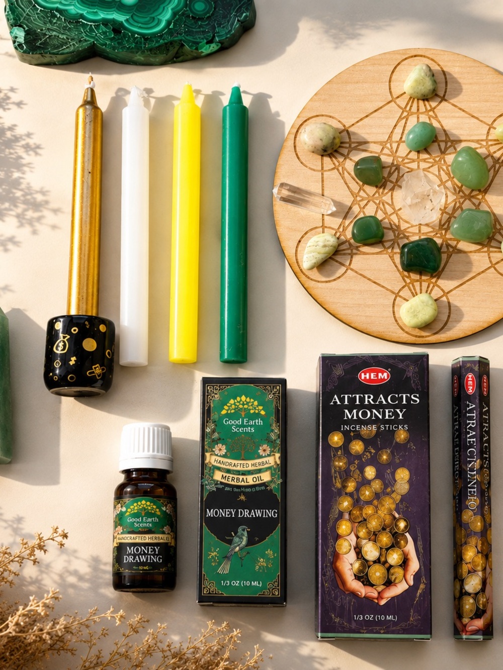 Abundance Bundle | Crystal Grid, Ritual Tools & Candle Magic